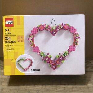 LEGO Floral Heart Ornament with Pink and Green
